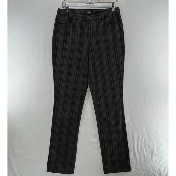 Charter Club Lexington Straight Pants Womens 6 Tummy Control Plaid Charcoal Gray - Picture 1 of 10